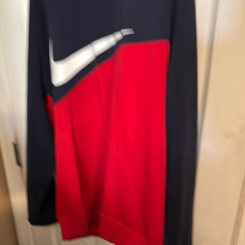 Nike Black and Red Sweatshirt with White Swoosh